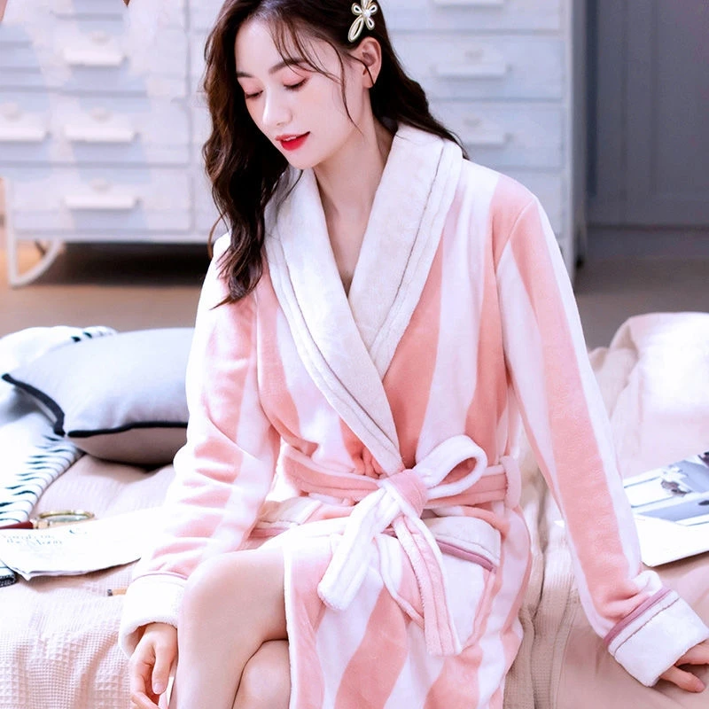 Top Trends: Winter Warm Women Robes Coral Fleece Sleepwear Female Kimono Print Floral Nightdress Dressing Gown Lounge Wear Hotel Bathrobe Shoppable Styles - Image 4