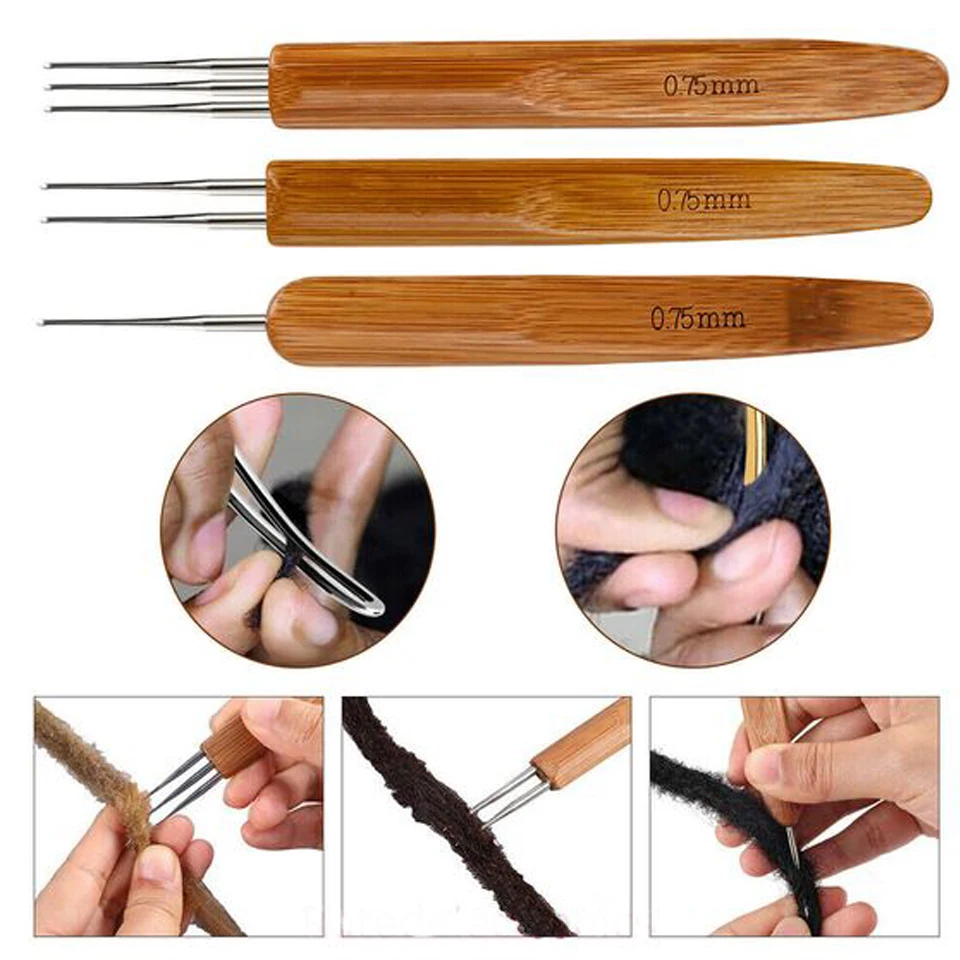 Top Trends: 1 Hook 2 Hooks 3 Hooks Three Style Dreadlock Needle For Braid Wooden Handle Crochet Needles Hair Weaving Tool 0.5Mm And 0.75MM Shoppable Styles