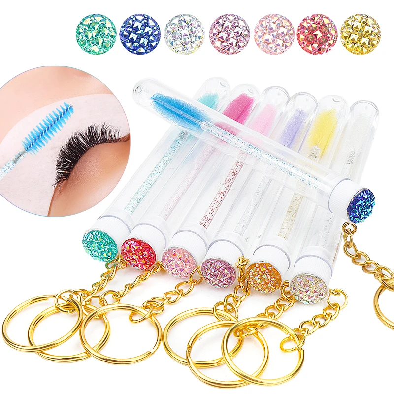 Top Trends: 5 / 10 PCS Reusable Key Ring Tube Disposable Eyelash Eyebrow Brush Replaceable Dust-proof Sparkling Broken Diamond Makeup Burshes Shoppable Styles