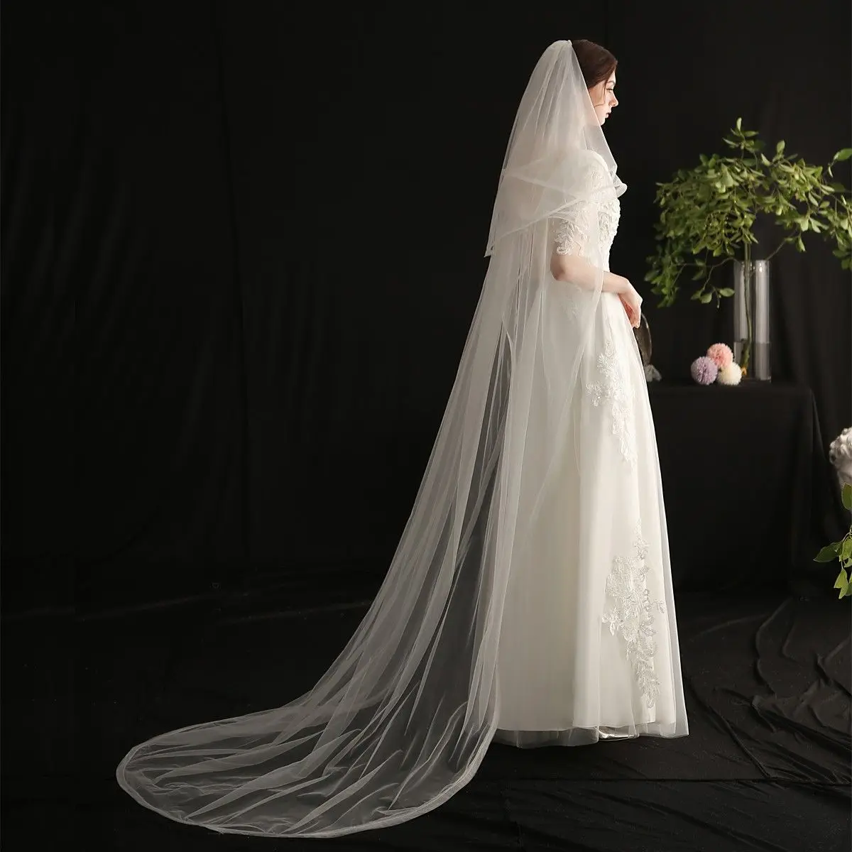 Top Trends: Bridal Veil Long Trailing 3-meters White Lace Edge Simple Veils For Bride Double Layer Elegant Cathedral Wedding Accessroies Shoppable Styles