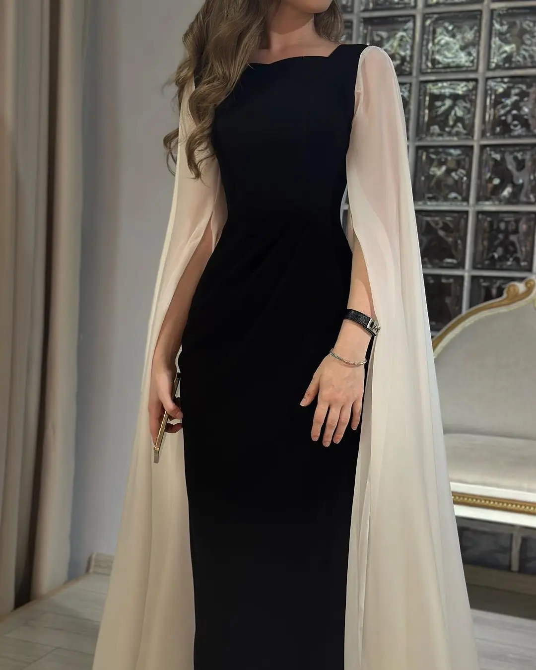 Top Trends: Fashionvane Black Vestidos Prom Dresses Saudi Arabia Women Wear Long Sleeves Evening Party Contrast Color Wedding Guest Dress Shoppable Styles - Image 3