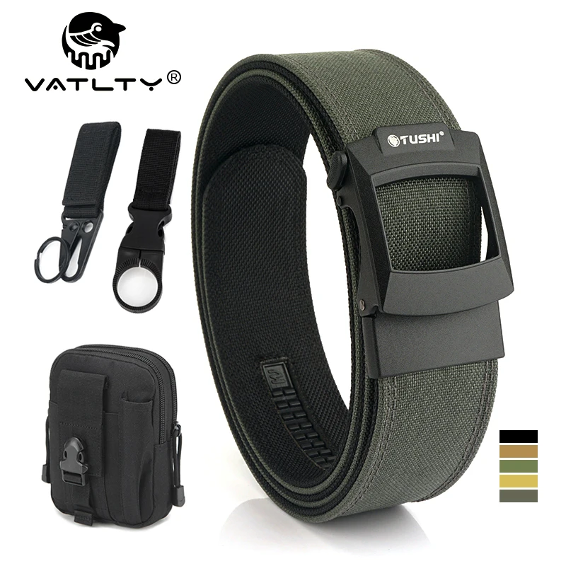 Top Trends: VATLTY 4.3cm Hard Tactical Gun Belt For Men Metal Automatic Buckle Thick Nylon Police Military Belt Casual Belt IPSC Girdle Male Shoppable Styles