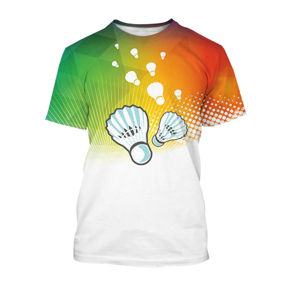 Top Trends: Fashion Sports Badminton Graphic Funny Men T-shirts Casual 3D Print Hip Hop Harajuku Personality Round Neck Short Sleeve Top Shoppable Styles