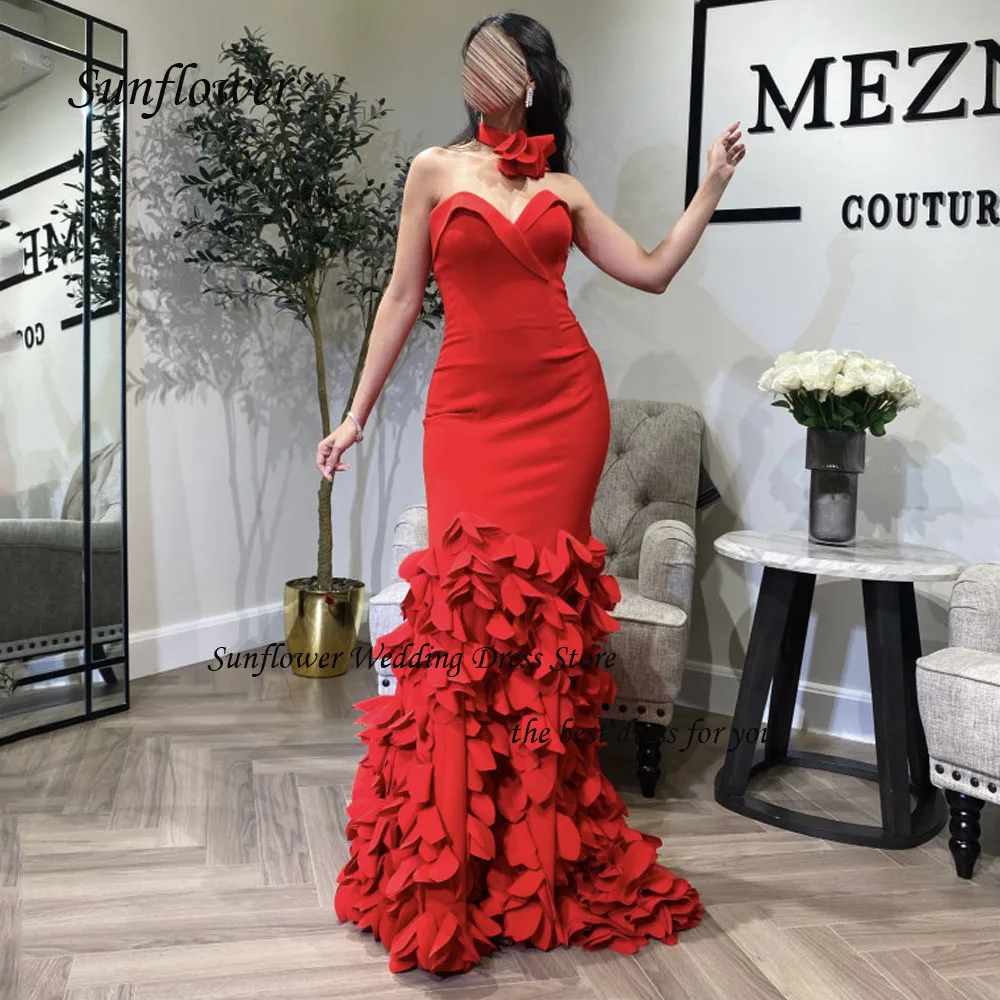 Top Trends: Sunflower Sweetheart Sleeveless Evening Dress 2023 Slim Crepe Prom Dress Ruffles Mermaid Floor-Length Pary Dress Sweep Train Shoppable Styles