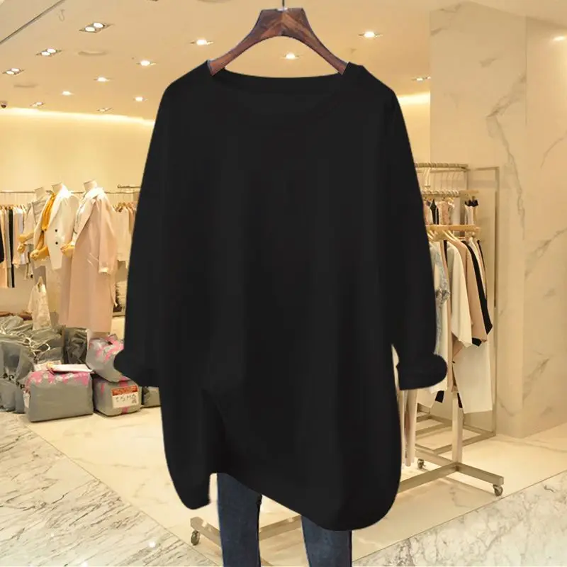 Top Trends: 2023 Autumn Pure Cotton Solid T-shirt Casual Loose Basic Simple All-match Tops Women Clothing Long Sleeve Pullovers Shoppable Styles