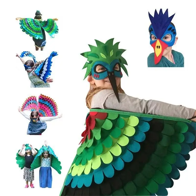 Top Trends: Kids Cosplay Halloween Cosplay Costumes Animal Peacock Birds Cloak Mask Carnival Clothing Costumes For Girls Boys Shoppable Styles