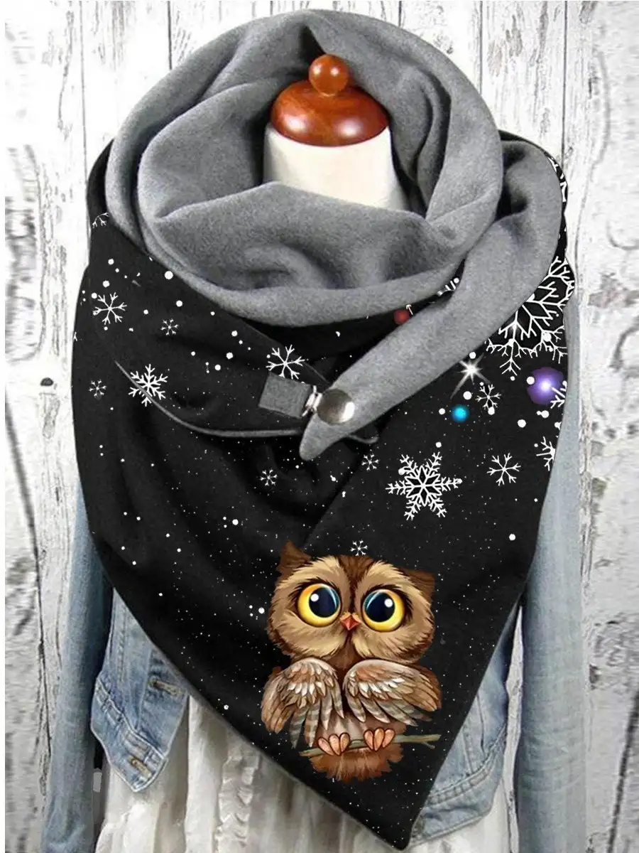 Top Trends: Casual Christmas Snowflake Owl Pattern Scarf And Shawl For Women Shoppable Styles