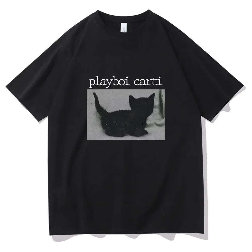 Top Trends: Playboi Carti Oversized Hip-Hop T Shirts Cute Cat Print T-shirt Harajuku Print Tee Regular Mens Tops Quality Men Rapper Tshirt Shoppable Styles