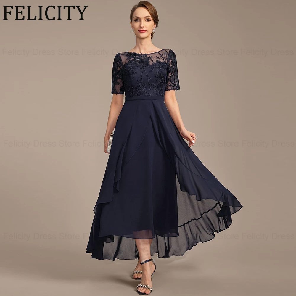 Top Trends: FELICITY Asymmetrical Chiffon Mother Of The Bride Dresses 2024 A-line Scoop Illusion Wedding Guest Dresses Applique Evening Gown Shoppable Styles