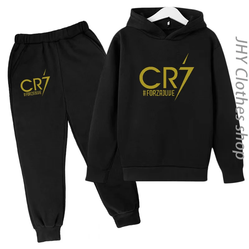 Top Trends: Boys CR7 Clothing Hoodies Girls Top + Pant Set Toddler Age 3-12 Leisure Printing Coat Football Sweatshirt Suitable For Children Shoppable Styles