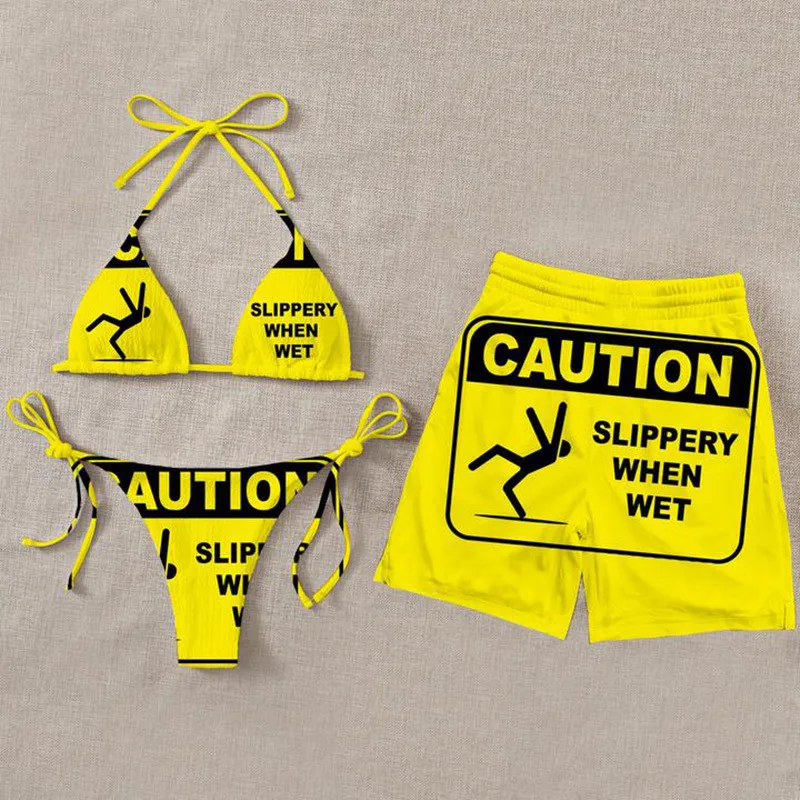 Top Trends: Caution Slippery When Wet 3D All Over Printed Summer Men Shorts For Women Bikini Couple Matching Beach Shorts 02 Shoppable Styles