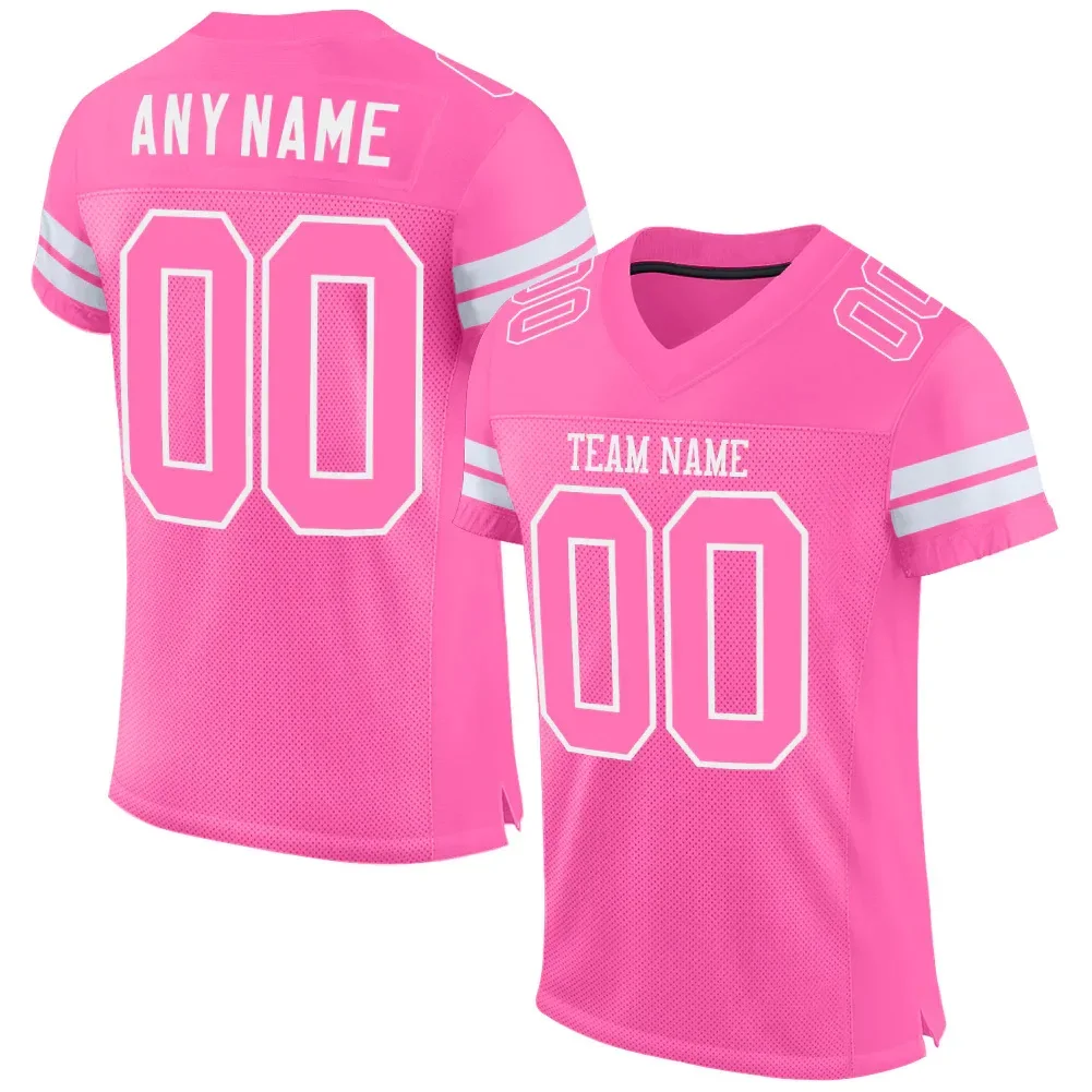 Top Trends: Pink Polyester Customized Football Jersey For Men Football Short Sleeves Athletic Tee Shirts Shoppable Styles