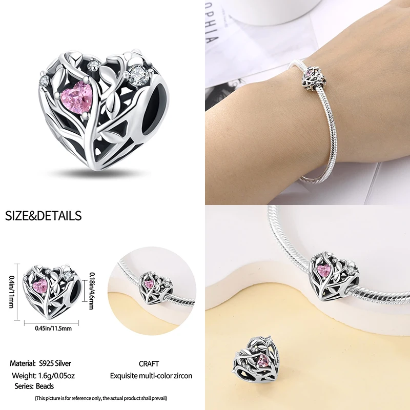 Top Trends: 2024 New In Heart Shaped Pattern Charm Beads Fits Pandora Original Bracelet Women 925 Silver Pendant Bead Jewelry Hot Sale Gift Shoppable Styles - Image 5