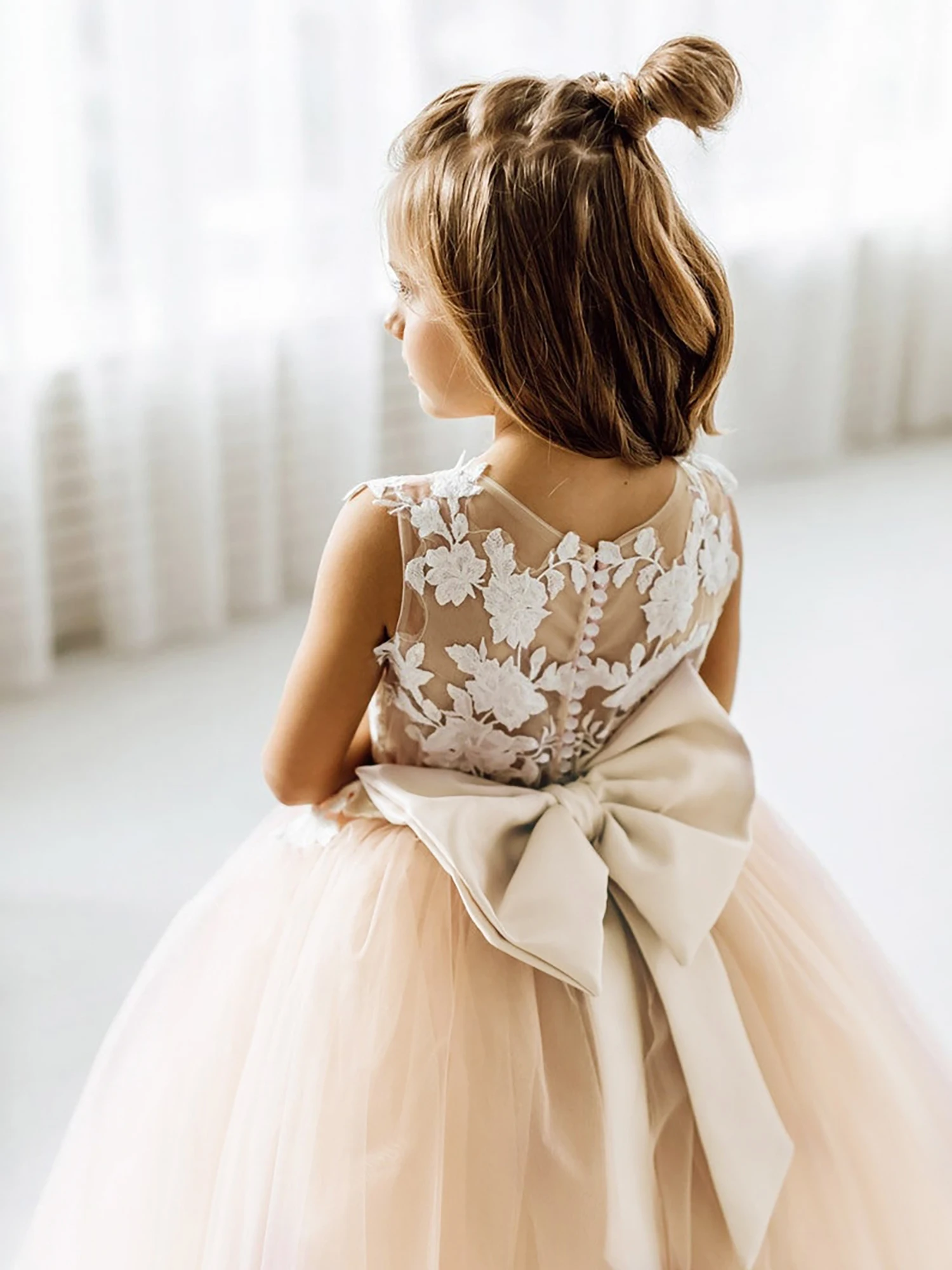 Top Trends: Lovely Kid Lace Ball Gown Flower Girl Dresses 2024 Bow Tie Back Tulle Princess Vestidos Para Niñas Party Dress For Wedding Shoppable Styles - Image 5