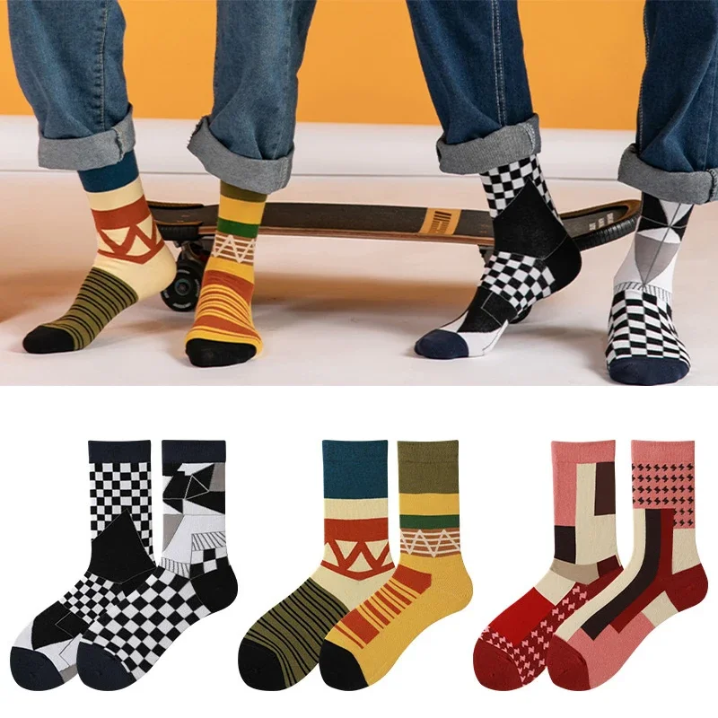 Top Trends: Trendy Couple Socks Female Autumn And Winter Japanese Irregular Creative Fashion Simple New Trendy Socks In The Tube Shoppable Styles