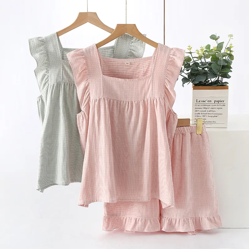 Top Trends: Pure Cotton Cute Clothes Sexy Women Nightwear Sleeveless Sleepwear Pajamas Two-Piece Set Thin Women's Summer Suit Shoppable Styles