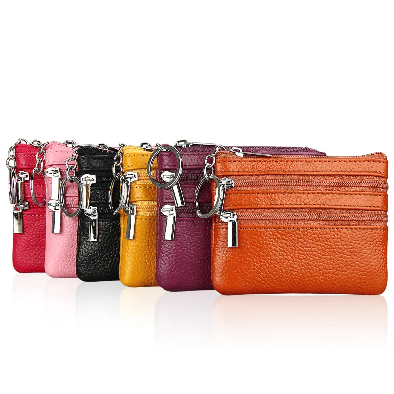 Top Trends: Fashion Women Genuine Leather Coin Purse Small Zipper Card Holder Mini Pouch Change Wallet With Keychain Shoppable Styles