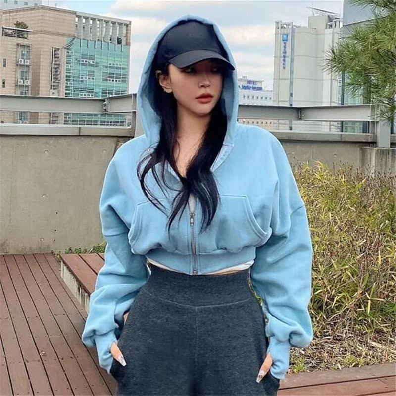 Top Trends: Winter New Korean Fashion Hooded Loose Cardigan Zipper Plus Velvet Sweater Women Streetwear Casual Jacket Trend Harajuku Hoodie Shoppable Styles