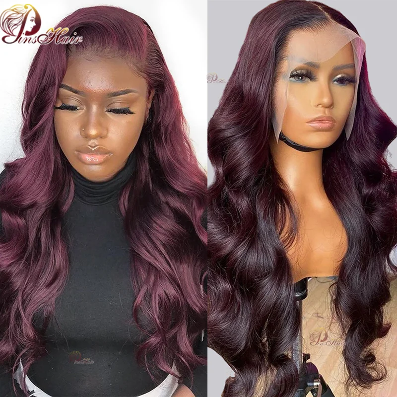 Top Trends: Colored Red Burgundy Lace Front Human Hair Wigs 13x4 99J Body Wave Transparent Lace Frontal Wig Silky Soft Pre-Pluck Remy Hair Shoppable Styles