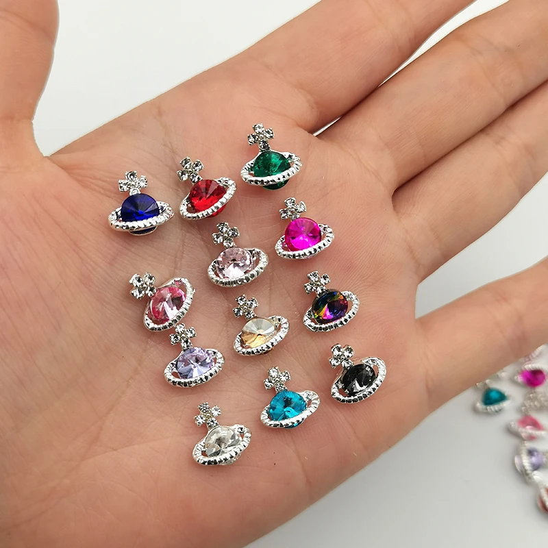 Top Trends: 10pcs Muilt-Color Planet / Cherry Nail Art Luxury Charms Round Crystal Rhinestones Nail Art Decoration Accessories Manicure Supply Shoppable Styles