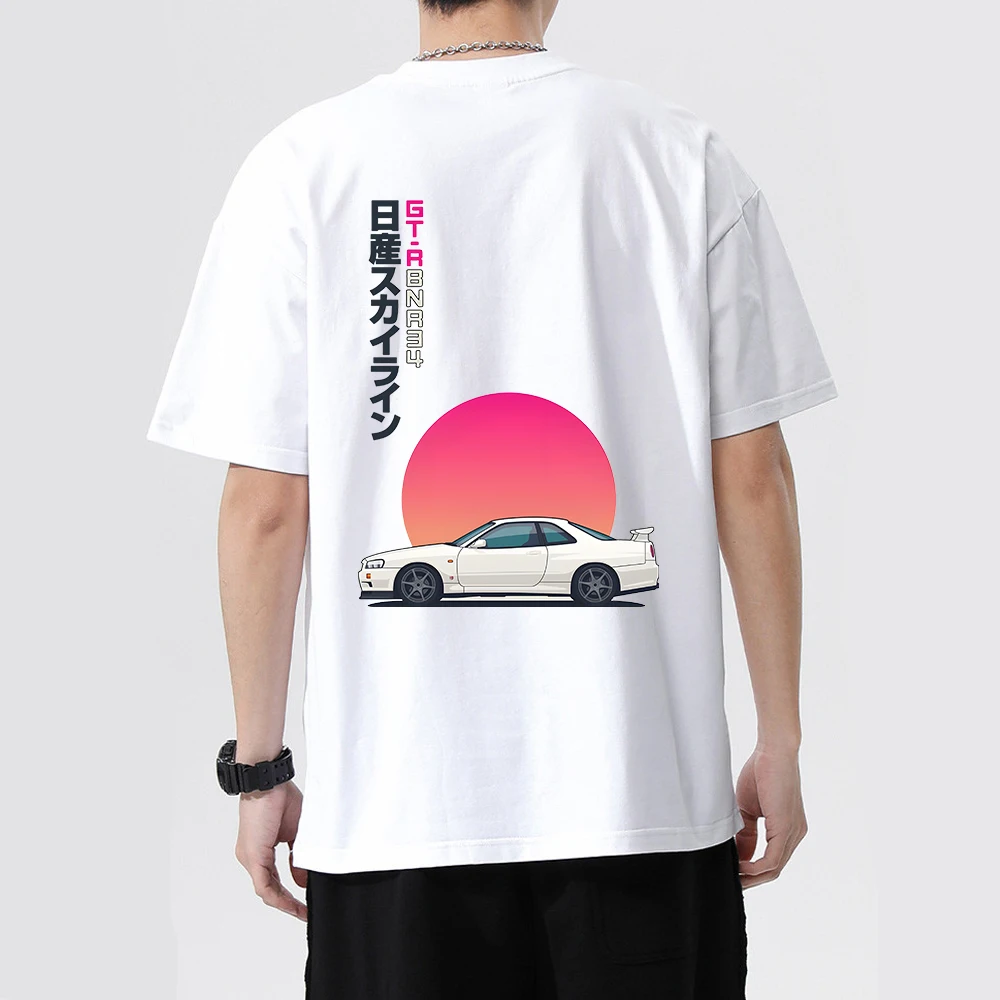 Top Trends: Initial D Shirt 100% Cotton T-shirt Men Summer Short Sleeve Tops Japan Anime Printing Clothes Racing Car Tshirt Male Tees-shirt Shoppable Styles