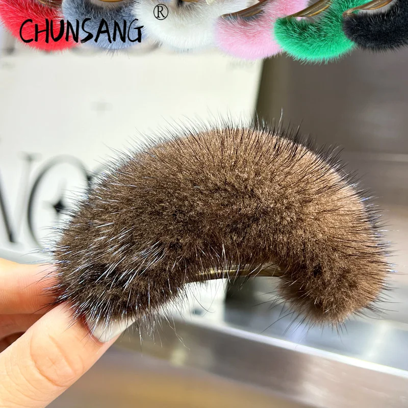 Top Trends: Real Mink Fur Ponytail Hair Claws Hair Pins Clips Headwear Shark Clip Hairpins Crab For Women Girls Korean Hair Accessories Shoppable Styles