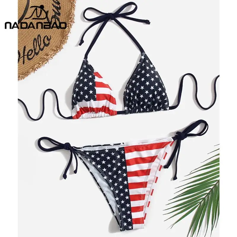 Top Trends: 2023 Bikinis Mujer Women Bikinis Swimwear Beach Wear American Flag Bikini 3D Printed Sexy Swimsuit Bathing Suits Shoppable Styles