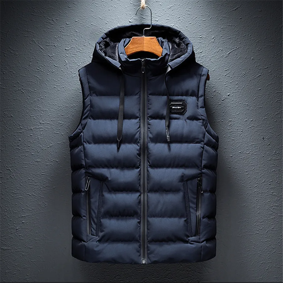 Top Trends: 2024 Winter Men&#039;s Vest Sleeveless Hooded Jacket Casual Warm Coat Male Cotton Padded Men Waistcoat Clothing Oversize 6XL Shoppable Styles