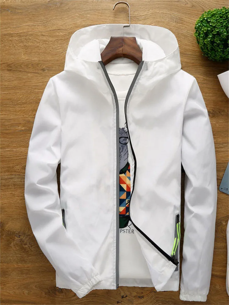 Top Trends: Jacket Men Women White S-7XL Reflect Zipper Hooded Thin Jacket With Lining 2023 New Fashion Casual Short Loose Couple Clothing Shoppable Styles