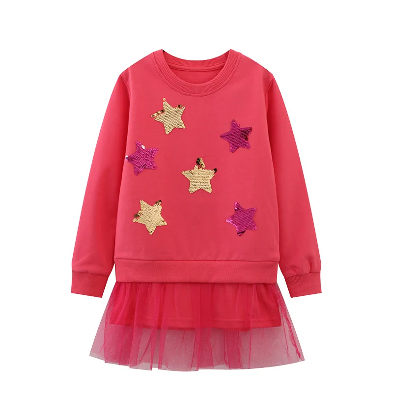 Top Trends: Jumping Meters 2-7T Children&#039;s Stars Beading Princess Girls Dresses For Autumn Spring Long Sleeve Party Baby Frocks Costume Shoppable Styles