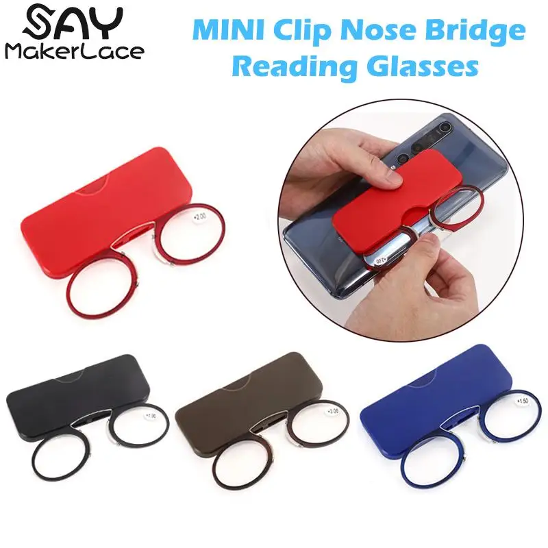 Top Trends: 1.0 To 3.5 Stick On Phone MINI Clip Nose Bridge Reading Glasses Portable Presbyopic Glasses With Case Shoppable Styles