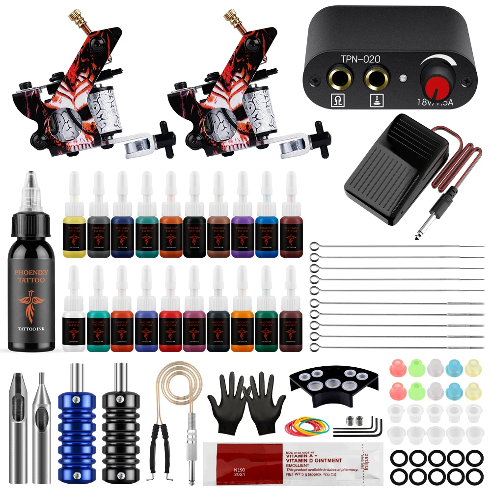 Top Trends: Complete Tattoo Machine Kit Tattoo Gun With Tattoo Power Supply Cartridge Needles Permanent Pigment Ink Makeup Full Tattoo Kit Shoppable Styles