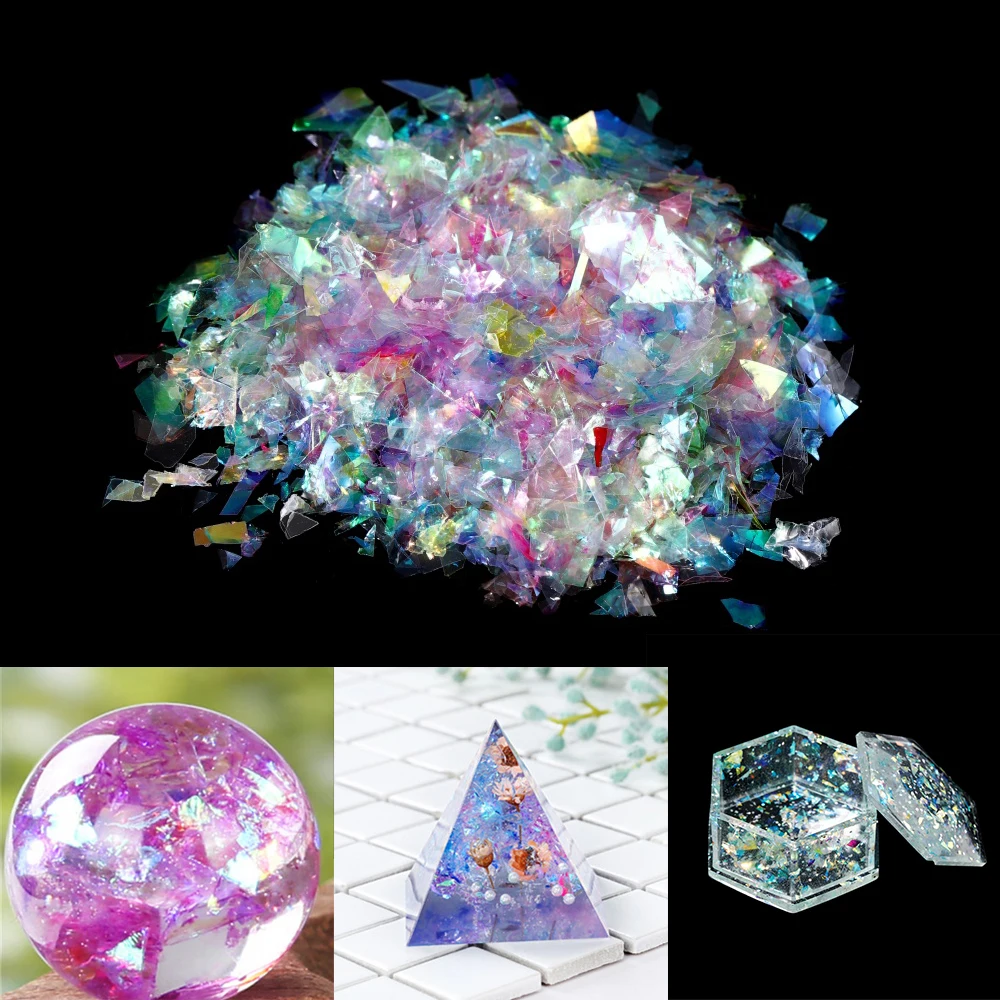 Top Trends: 20g / bag Irregular Shell Paper Sequin Laser Film Foil Resin Stuff Rainbow Stickers For DIY Epoxy Silicone Mold Nail Art Supplies Shoppable Styles