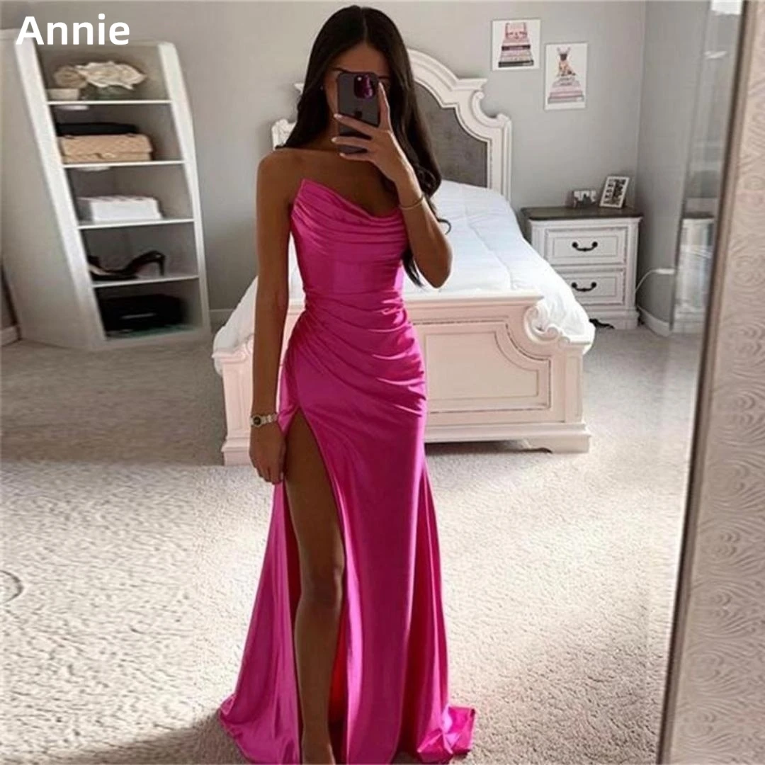 Top Trends: Chic Bodysuit Formal Evening Gown Ruched Side Slits Floor Length Fuchsia Women&#039;s Party Bridesmaid Dresses Shoppable Styles