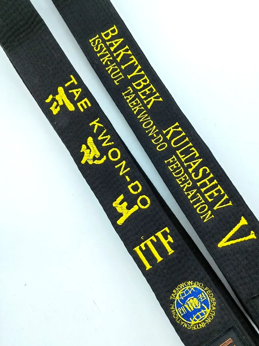 Top Trends: ITF Taekwondo Black Belts Embroidery Width 5cm Mooto Martial Arts Sports Coach Waistband Master Customized Name Korean Engllsh Shoppable Styles