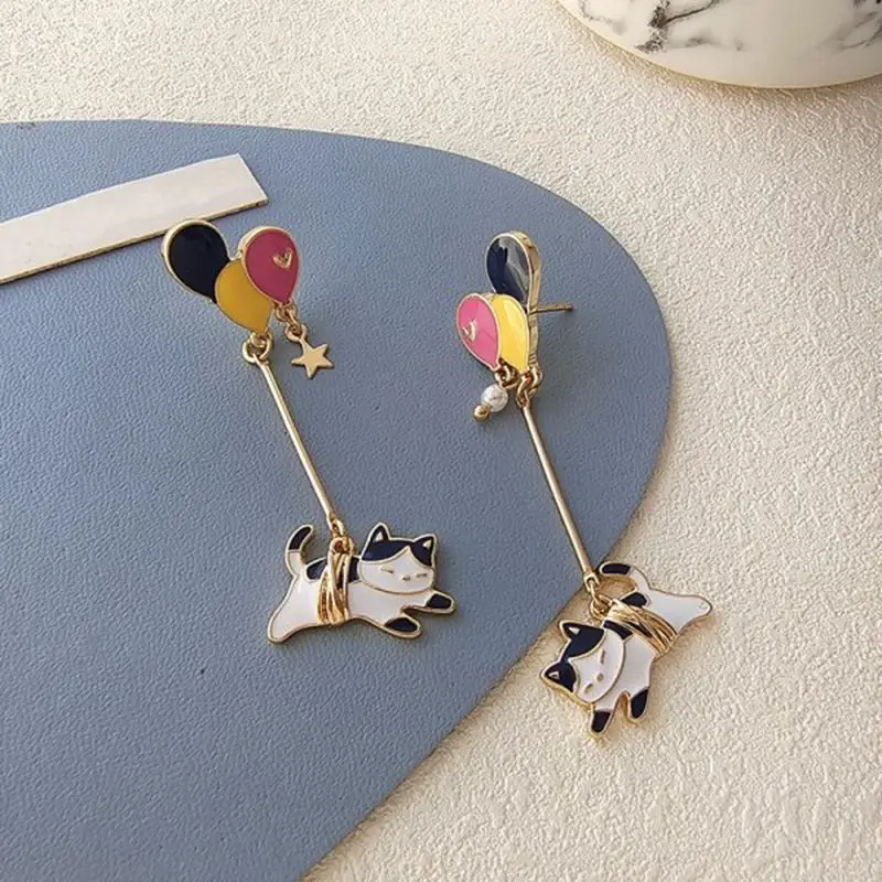 Top Trends: Cute Enamel Cat Balloon Stud Earrings For Women Fashion Drop Rabbit Flower Heart Colorful Jewelry Dangle Wedding Party Girl Gift Shoppable Styles