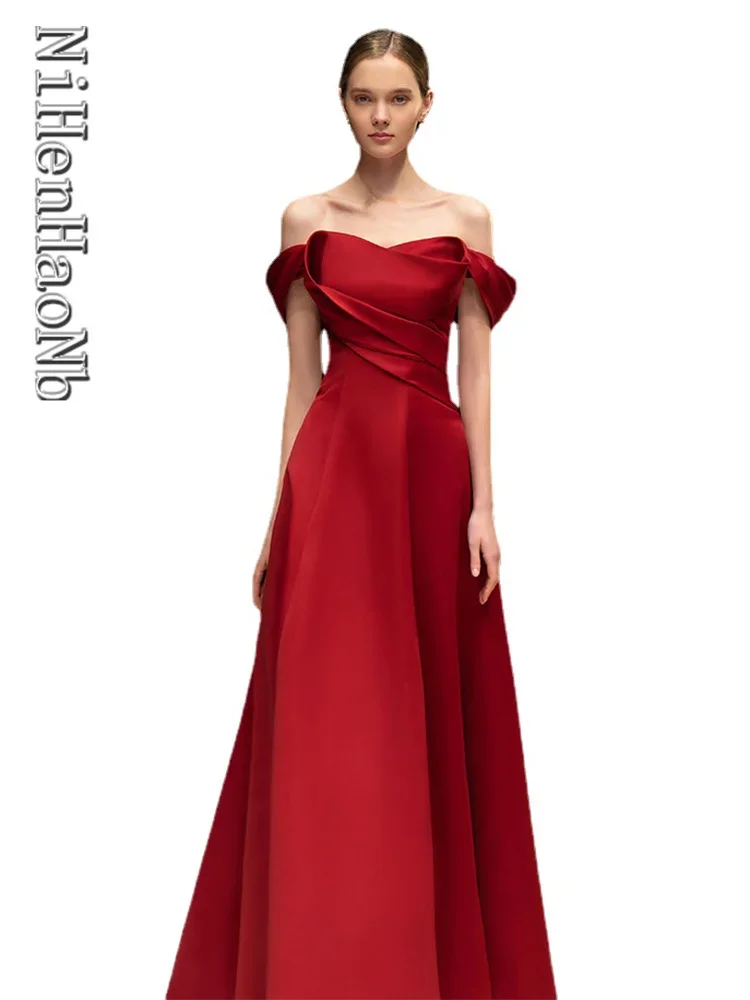 Top Trends: New Wine Sleeveless Long Lady Wedding Dresses Bridesmaid Dress Performance Prom Gown Dress Shoppable Styles