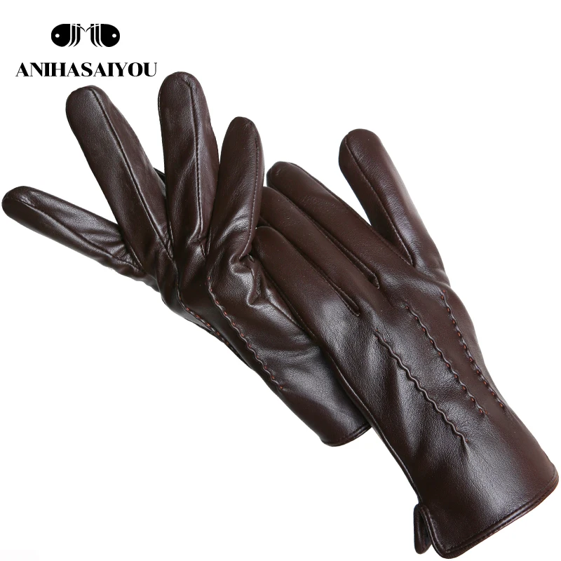 Top Trends: New Fashion Winter Lambskin Men&#039;s Gloves Motorcycle Driving Leather Gloves Outdoor Simple Men&#039;s Leather Gloves 2 Colors - 8001Y Shoppable Styles