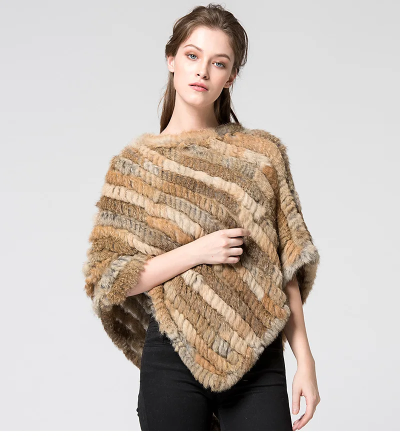 Top Trends: Real Rabbit Fur Knitted Natural Fur Poncho Vest Fashion Wrap Coat Shawl Lady Scarf Natural Fur Wedding Party Wholesale Cape Shoppable Styles