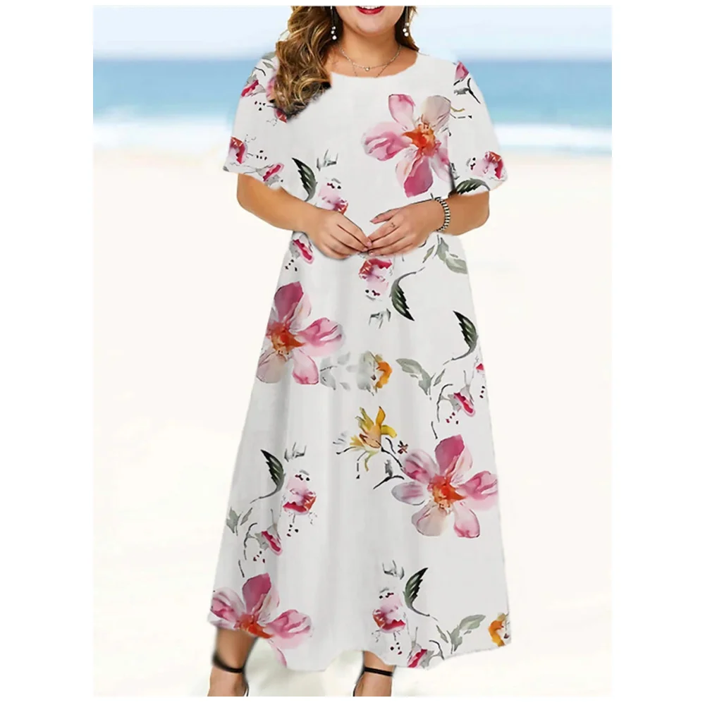 Top Trends: 2023 New Women‘s Beach Dress Summer Woman 3d Flowers Print Skirts Fashion Loose A-Line Clothes Elegant Ladies Evening Dresses Shoppable Styles