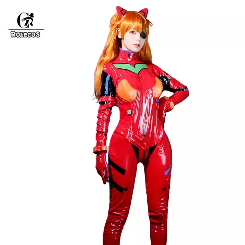 Top Trends: ROLECOS Anime Cosplay Costume Asuka Cosplay Costume Sexy Jumpsuit Women Red Bodysuit Halloween Headwear Shoppable Styles