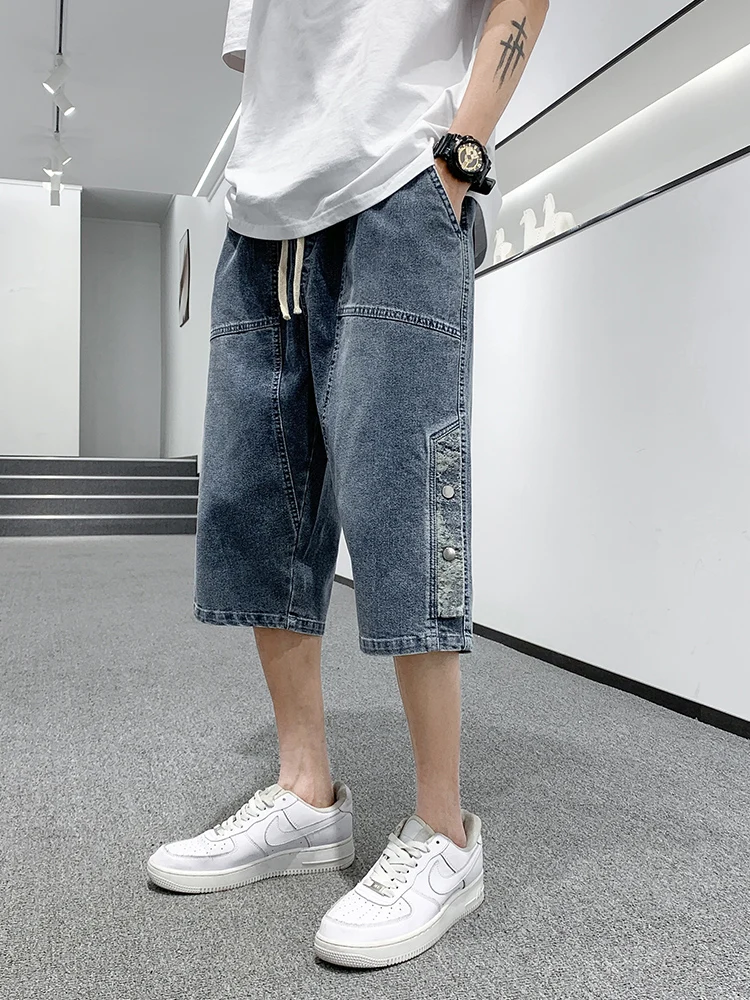 Top Trends: Summer Short Jeans Breeches 2023 New Hip Hop Streetwear Baggy Denim Shorts Cotton Casual Straight Capris Pants Plus Size 8XL Shoppable Styles - Image 2