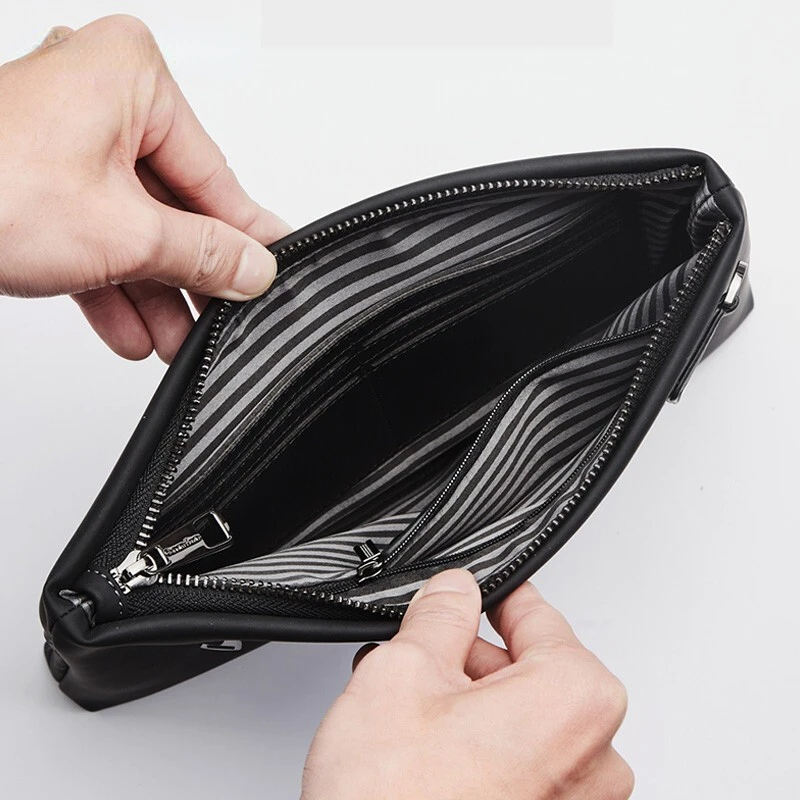 Top Trends: Men's Handbag Leather Hand Zipper Men's Bag Casual Business Hand-held Clip Envelope Wallet To Send Boyfriend Birthday Gift Shoppable Styles - Image 6