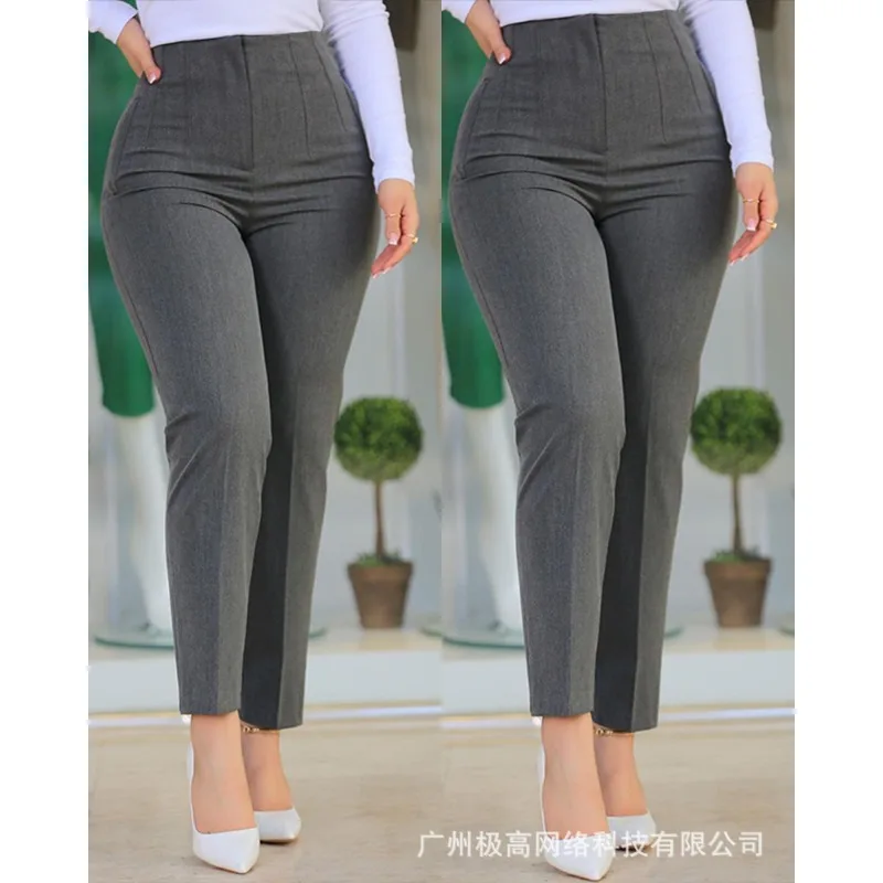 Top Trends: Wepbel Women High Waist Cropped Work Pants Fashion Black Trousers Office Lady Pants Tight Slim Fits Solid Color Straight Pants Shoppable Styles