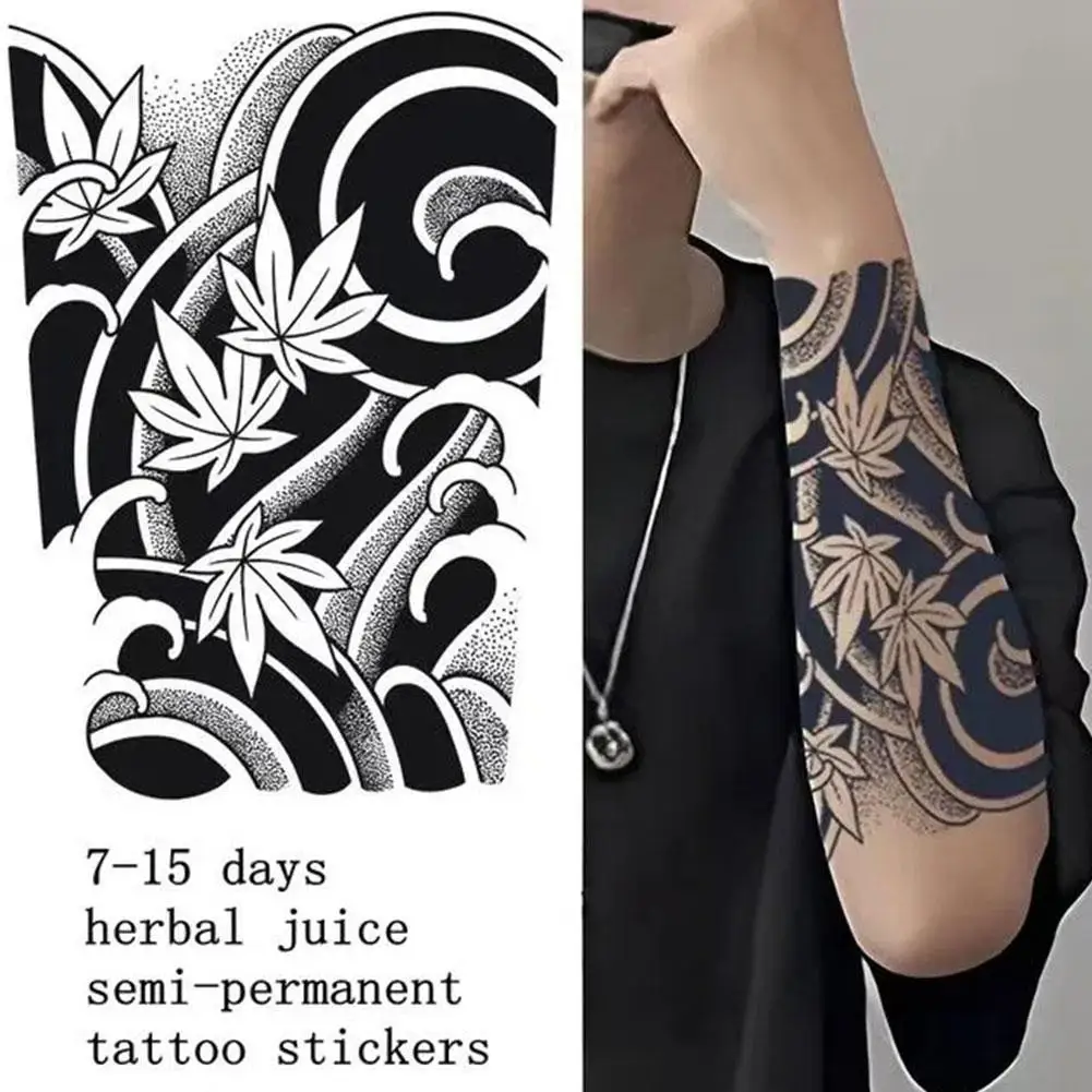 Top Trends: Fruit Juice Herb Tattoo Sticker ArmTemporary Tattoo Arm Shoulder Chest Tattoo Sticker Women / Men Black Water Transfer Tatoo New Shoppable Styles