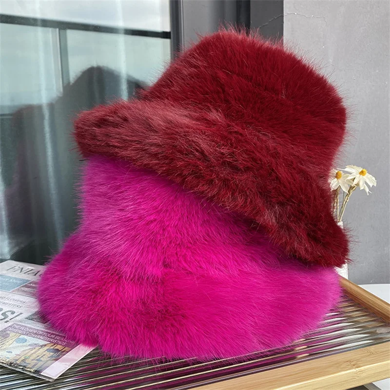 Top Trends: Faux Fur Hat Women's Elegant Autumn And Winter Fur Fisherman Hat Korean Senior Warm Bucket Hat 2023 шапка женская Shoppable Styles