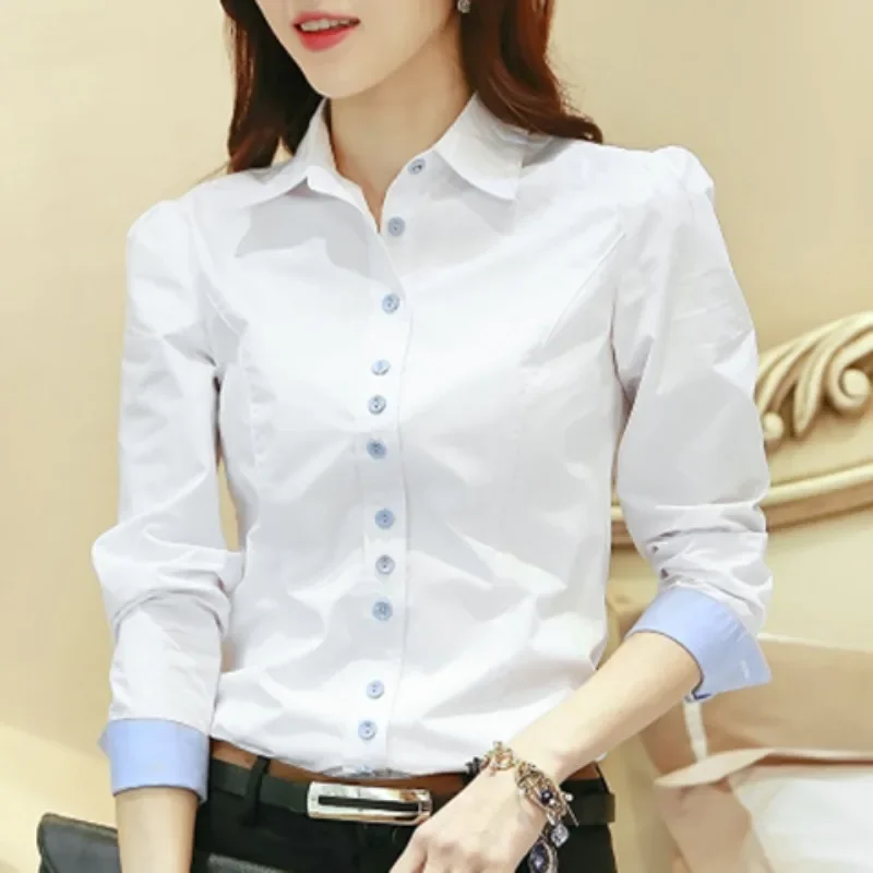 Top Trends: Spring And Autumn Women&#039;s Solid Color POLO Collar Loose Fit Button Panel Long Sleeve Bottom Shirt Fashion Elegant Casual Tops Shoppable Styles