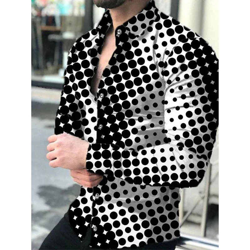 Top Trends: 2023 New Mens Shirts Single-breasted Shirts Casual Party Ball Shirts Gold Dots 3D Printed Long-sleeved Tops Men Fashion Shoppable Styles - Image 6