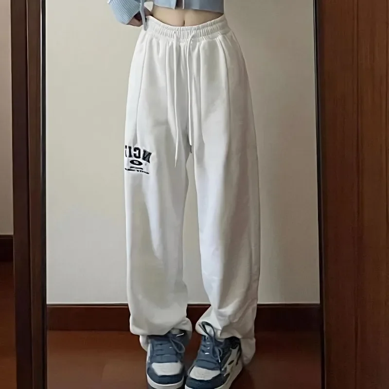 Top Trends: Deeptown Hippie Kpop Letter White Jogger Pants Women Harajuku Oversize Sweatpants American Retro Wide Leg Baggy Track Trousers Shoppable Styles