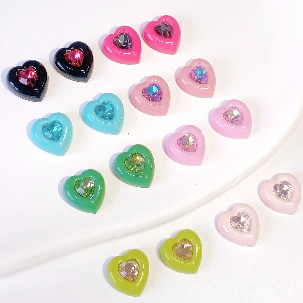 Top Trends: 10PCS Dopamine Girls 3D Nail Art Heart Rhinestones Charms Kawaii Accessories Parts For Manicure Decor Nails Decoration Supplies Shoppable Styles